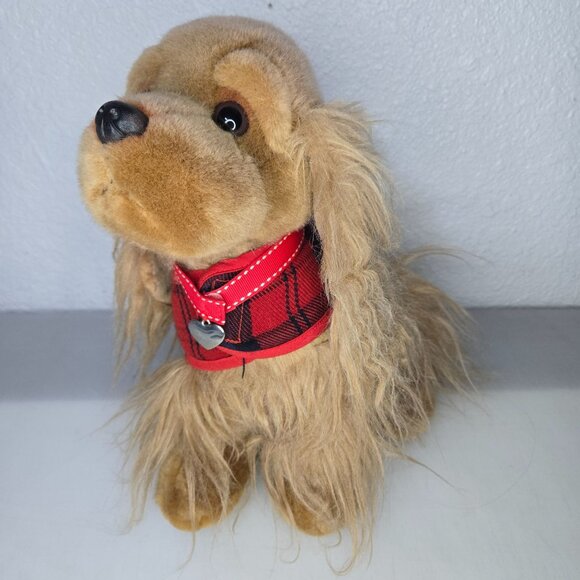 Russ Stuffed Cocker Spaniel Dog Toy With Detachable Plaid Collar & Vest - Picture 1 of 10